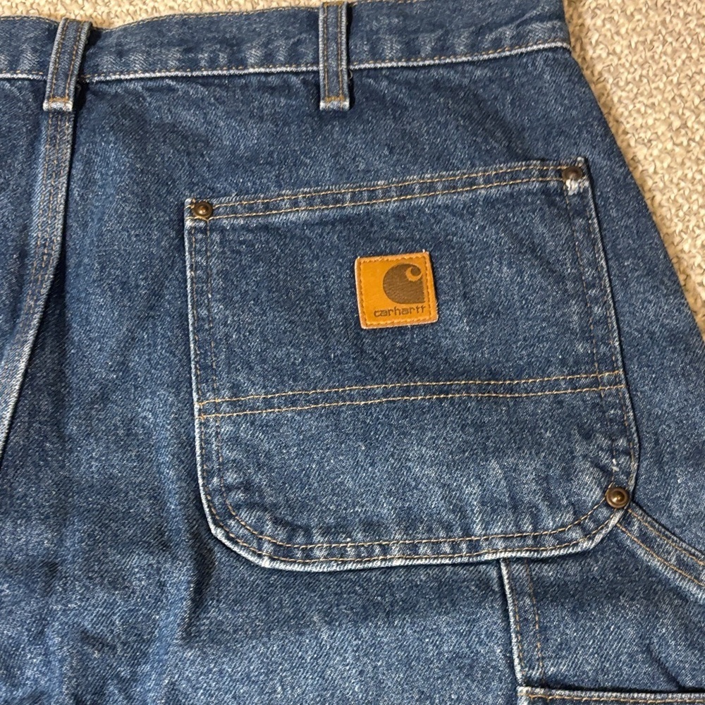 Carhartt Carpenter Relaxed Fit Dungaree Dark Blue Jeans Vintage - Picture 8 of 11